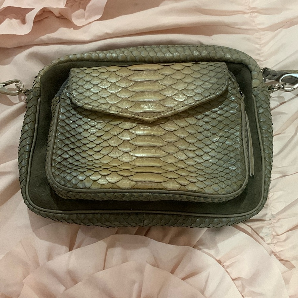 Authentic Claris Virot Charly Python Beige/Gray S… - image 1